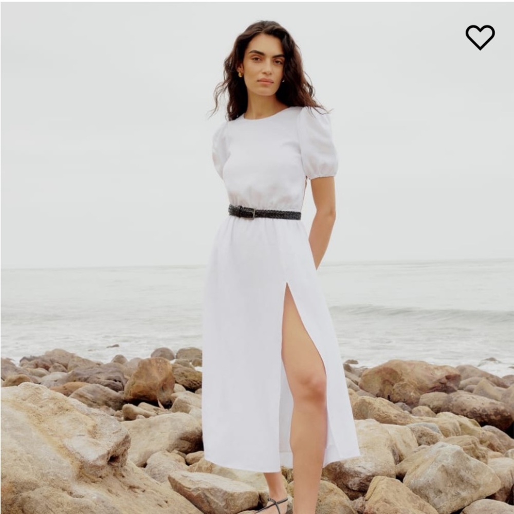 Reformation Anneliese Linen Midi Dress- White- Size 8